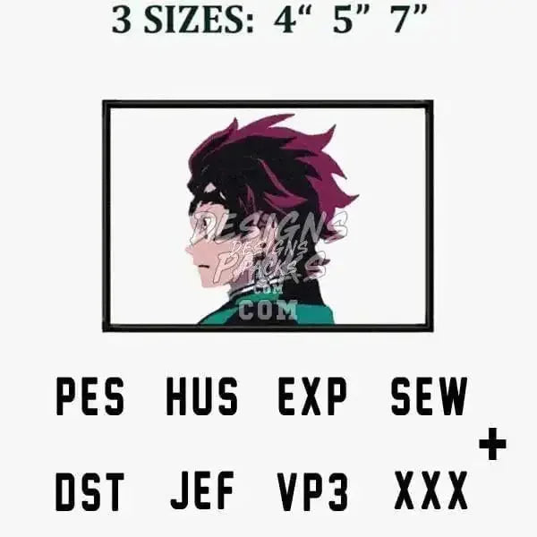 Tanjiro Kamado Rectangle Anime Embroidery Design
