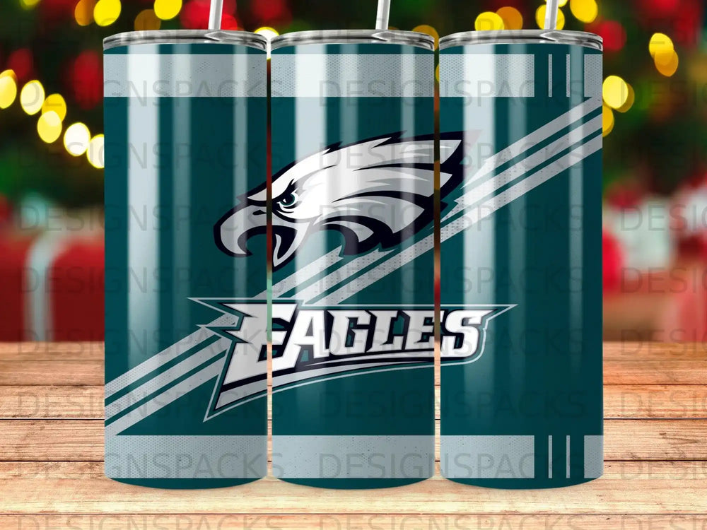 Philadelphia Eagles logo dark teal stripe design tumbler product type