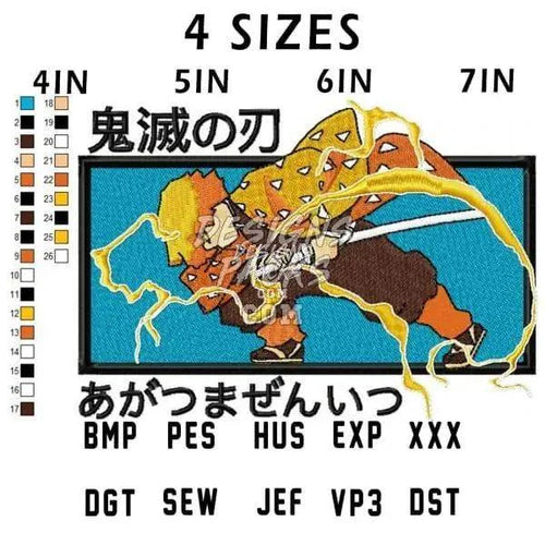 Zenitsu Agatsuma Anime Embroidery Design