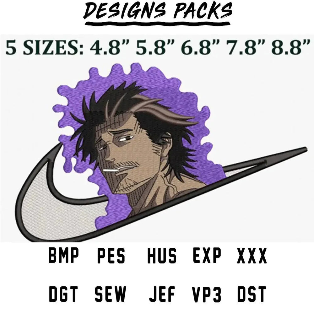 Yami Sukehiro Sport Anime Embroidery Design