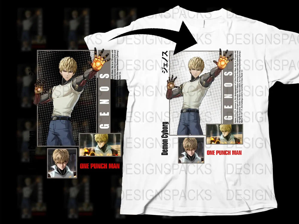 One Punch Man Genos Anime T-Shirt, Graphic Tee, Manga Character Shirt, Unisex Cotton Apparel, Fan Gift Idea