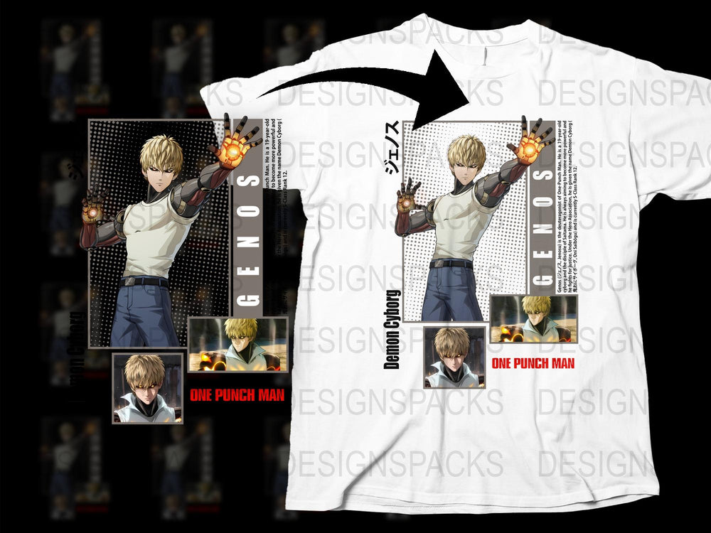 One Punch Man Genos Anime T-Shirt, Graphic Tee, Manga Character Shirt, Unisex Cotton Apparel, Fan Gift Idea