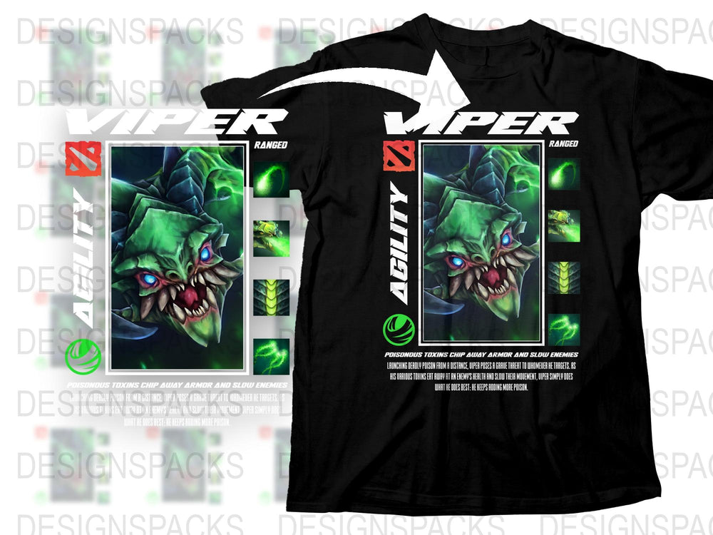Viper Ranger Fantasy Gaming T-Shirt, Cool Monster Graphic Tee, Green Face Design, Unisex Apparel