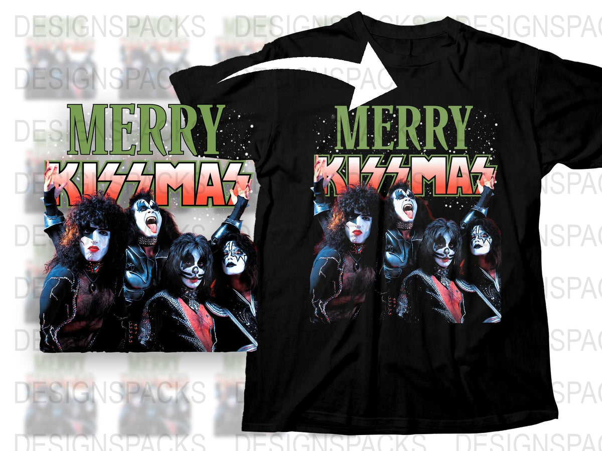 Kiss Band Merry Kissmas Holiday T-Shirt, Vintage Rock Music Tee, Christmas Gift Idea, Unisex Graphic Shirt