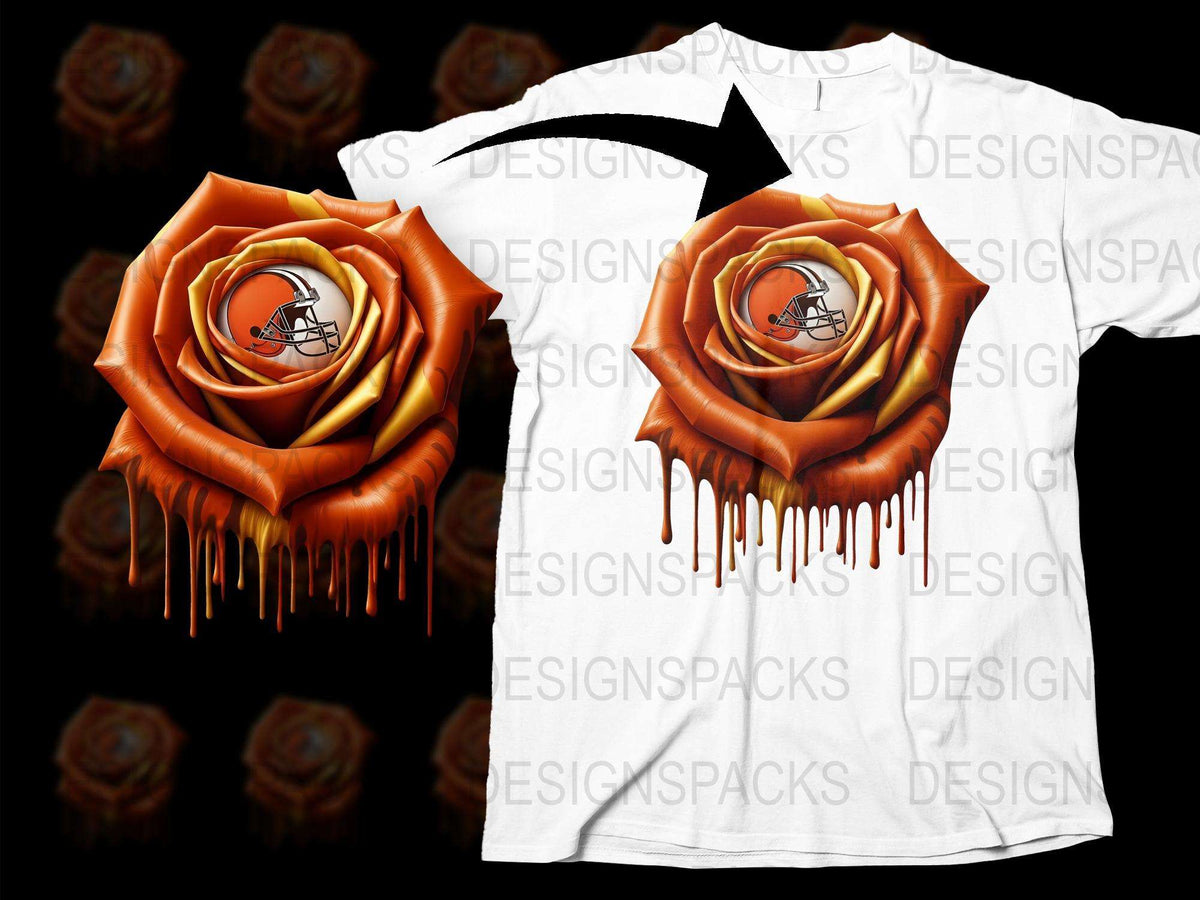 Orange Rose Dripping Paint Graphic T-Shirt, Unique Floral Design Tee, Unisex Casual Streetwear Shirt