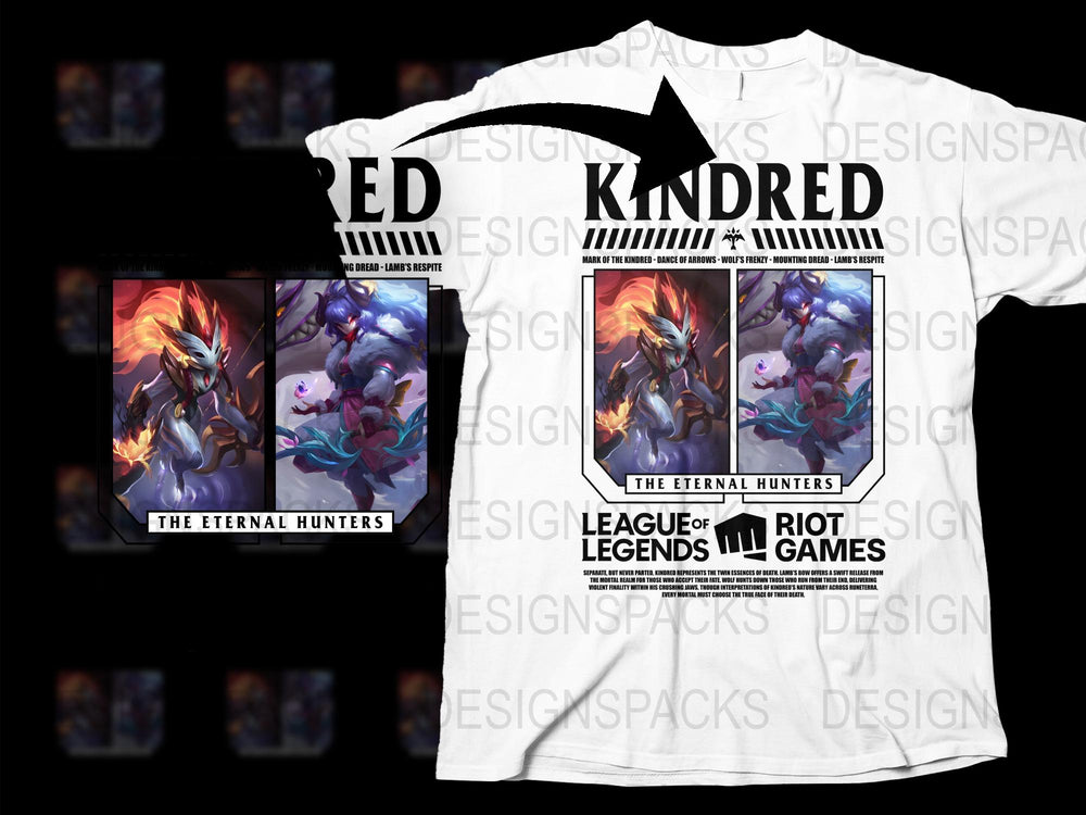 League of Legends Kindred T-Shirt, Eternal Hunters Graphic Tee, Riot Games Merchandise, Gaming Apparel