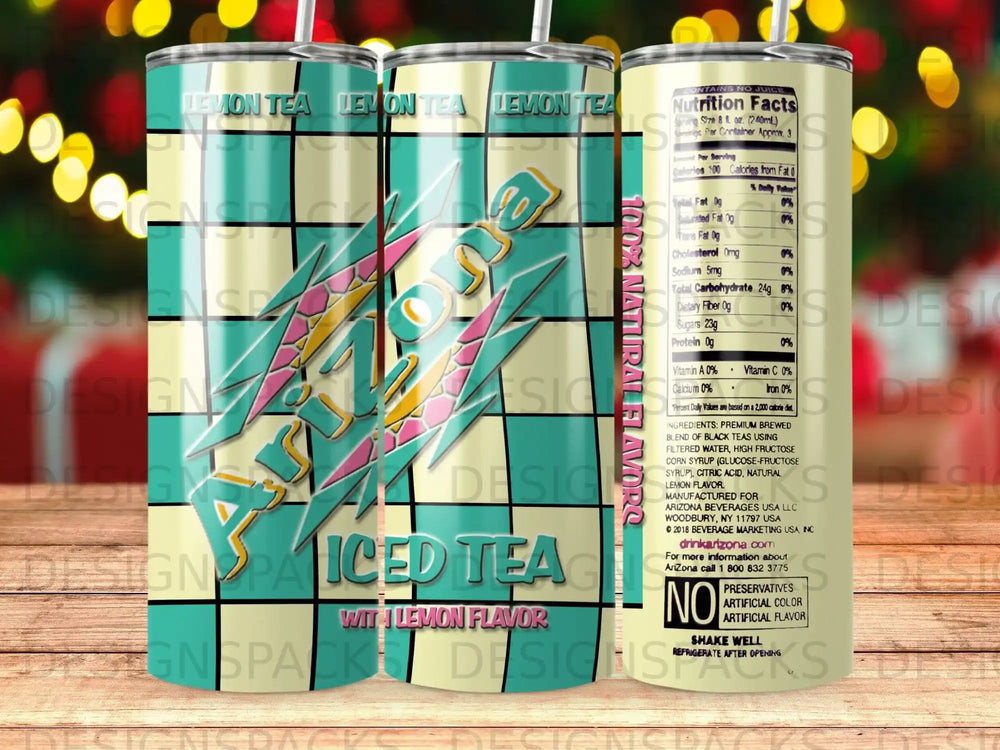 Arizona Iced Tea can with lemon flavor and nutrition facts.
