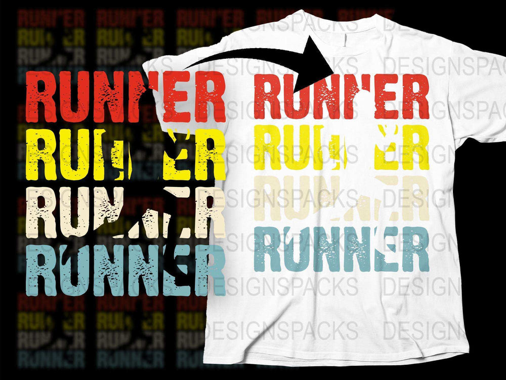 Colorful Runner T-Shirt, Distressed Print, Athletic Apparel, Men's Sportswear, Casual Running Top, Gift for Joggers