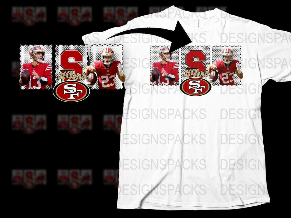 Sports Team T-Shirt, Red White Floral Logo, Football Player Graphics, Casual Athletic Apparel