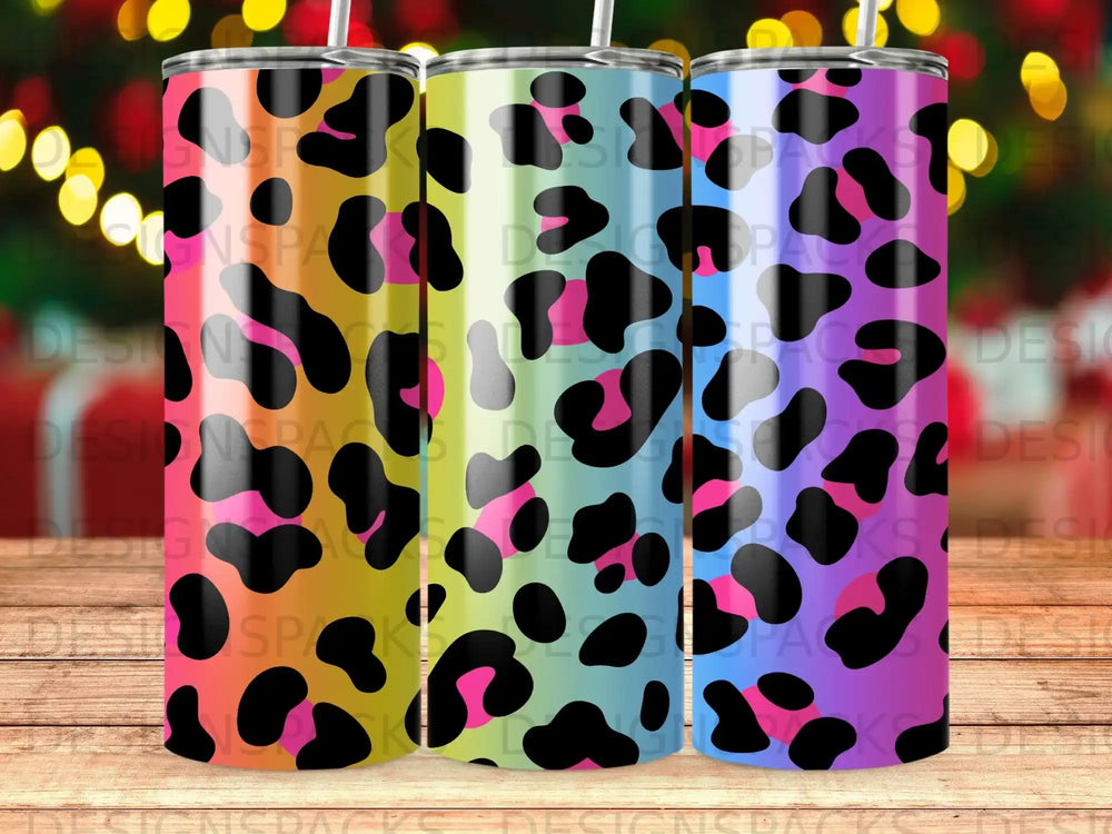 Colorful Leopard Print Gradient Skinny Tumbler product type