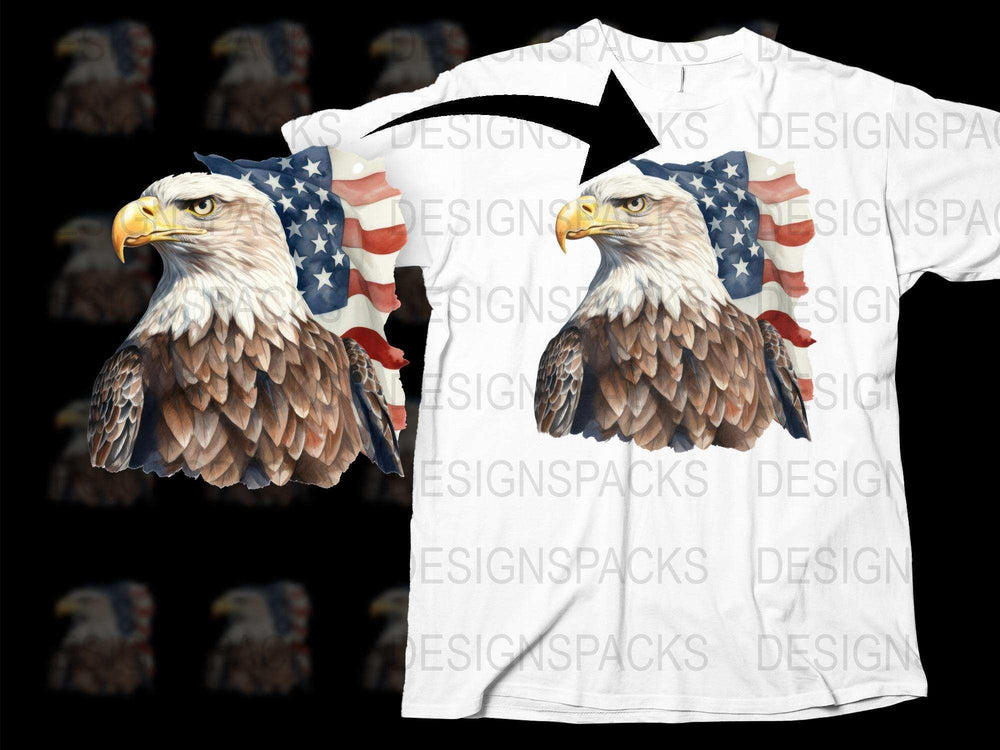 Patriotic Eagle T-Shirt with American Flag, Independence Day Apparel, USA Bird Graphic Tee
