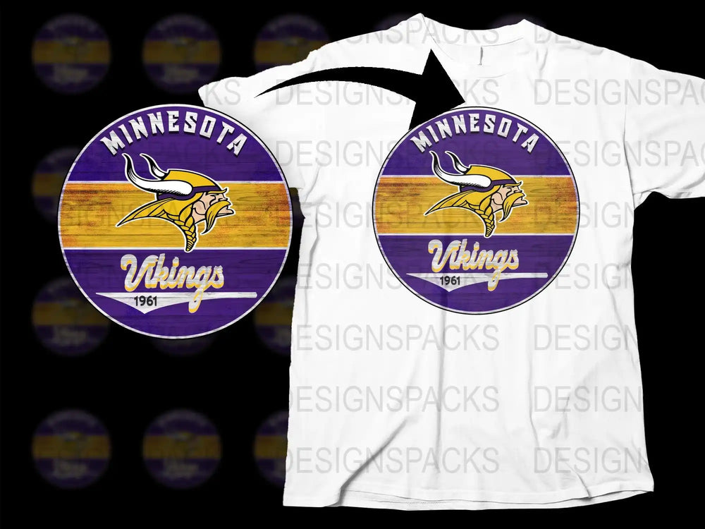 Minnesota Vikings T-Shirt 1961 Vintage Logo, Purple and Yellow Sports Fan Apparel, Unisex Football Tee