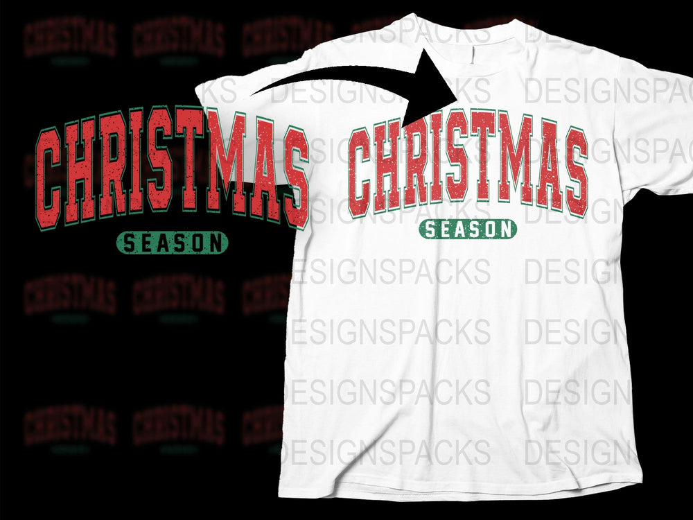 Festive Christmas Season T-Shirt, Holiday Graphic Tee, Red and White Apparel, Unisex Gift Idea