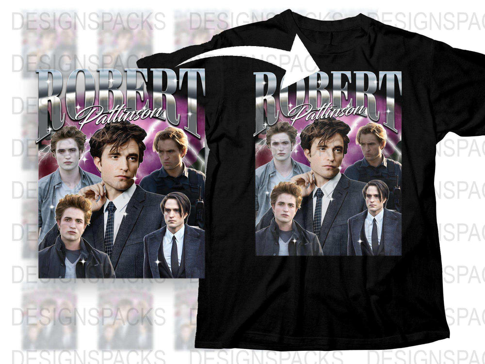 Robert Pattinson Collage T-Shirt, Movie Star Photo Montage, Fan Merchandise, Black Tee
