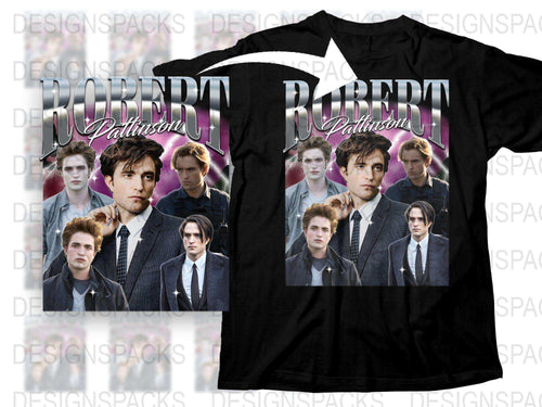 Robert Pattinson Collage T-Shirt, Movie Star Photo Montage, Fan Merchandise, Black Tee