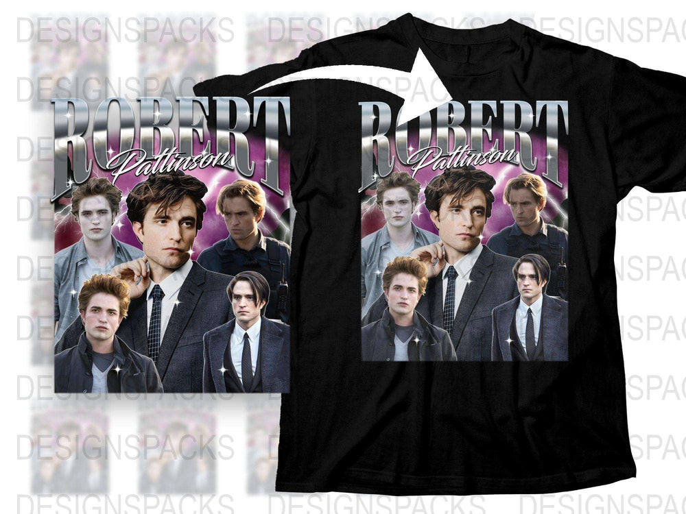 Robert Pattinson Collage T-Shirt, Movie Star Photo Montage, Fan Merchandise, Black Tee