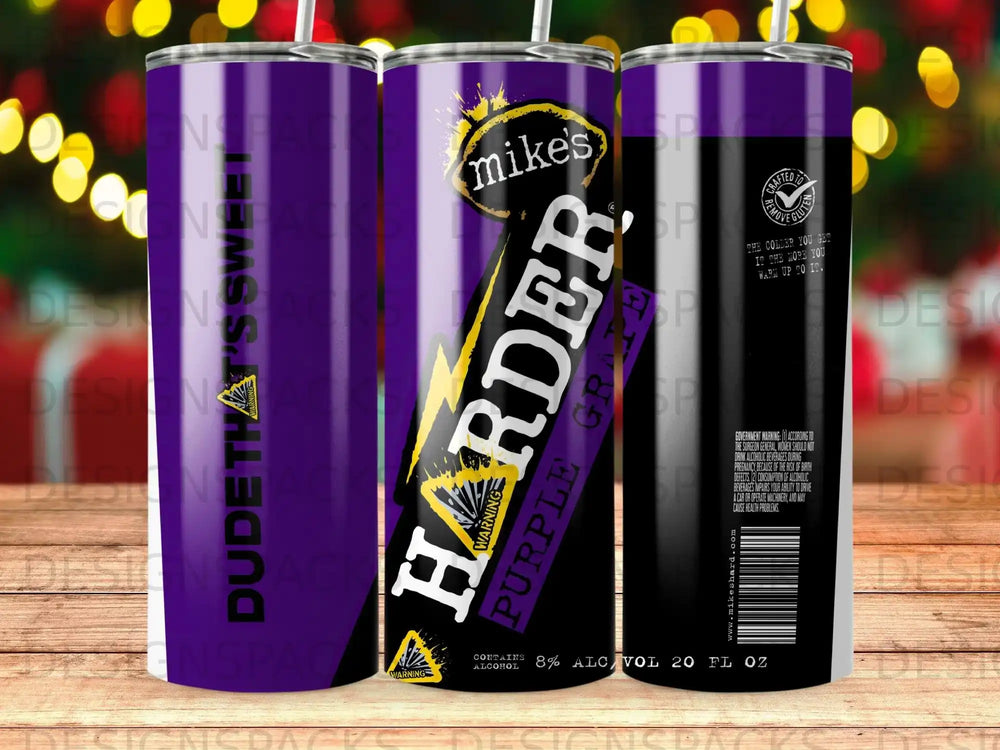 Purple can of Mike's Harder Purple Grape with 8% ALC/VOL.