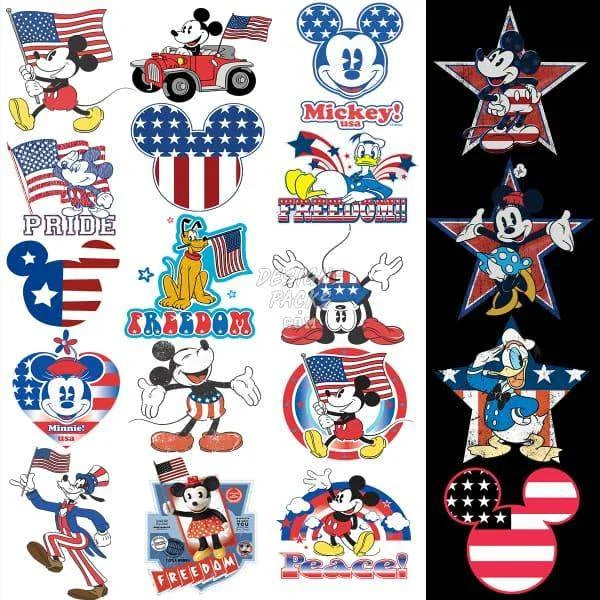 18 4th of July Cartoon Designs Bundle PNG
