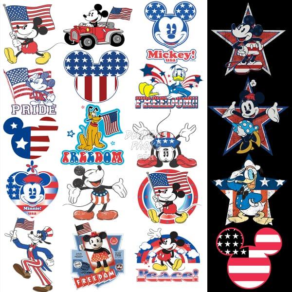 18 4th of July Cartoon Designs Bundle PNG designspacks