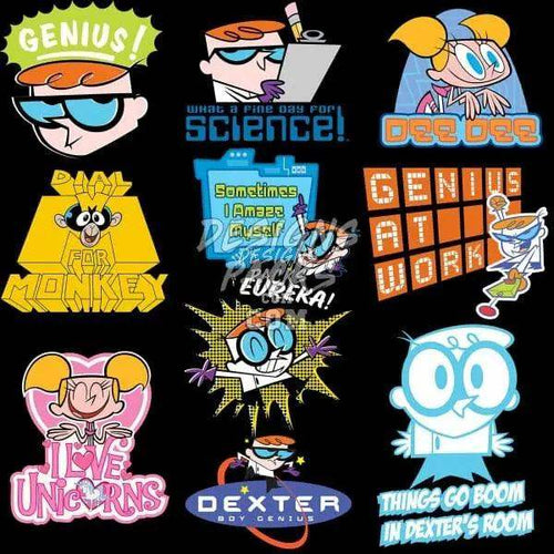 Dexter's Laboratory cartoon character designs for DTF, DTG, embroidery, and tumbler wraps – print-ready PNG, SVG, PES