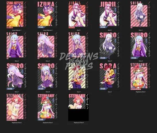 18 No Game No Life Anime Designs Bundle PNG designspacks