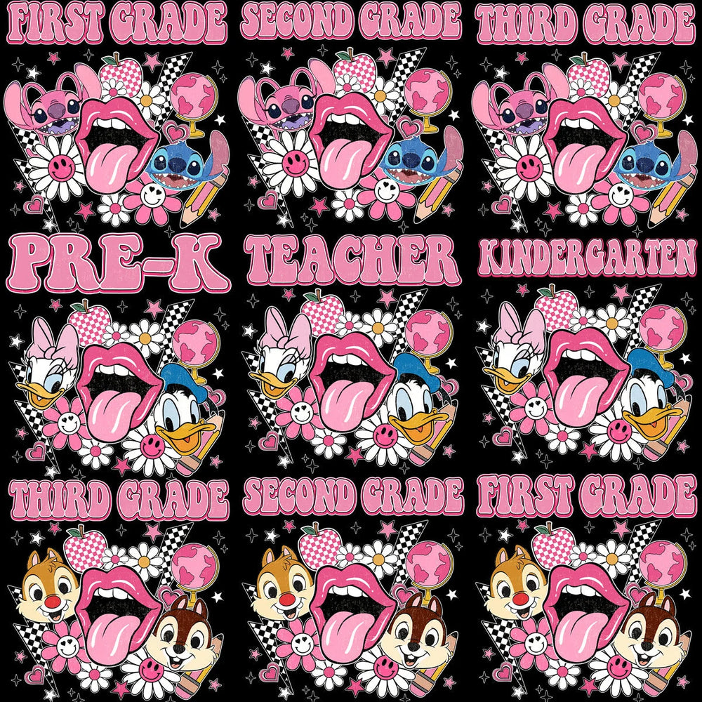 18 Back to School Kids Cartoon Couples Designs Bundle PNG