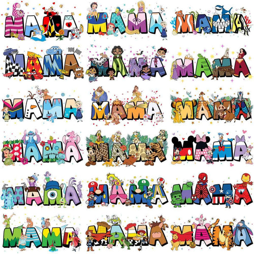 18 Cartoon Mama Mother's Day Mom Designs Bundle PNG