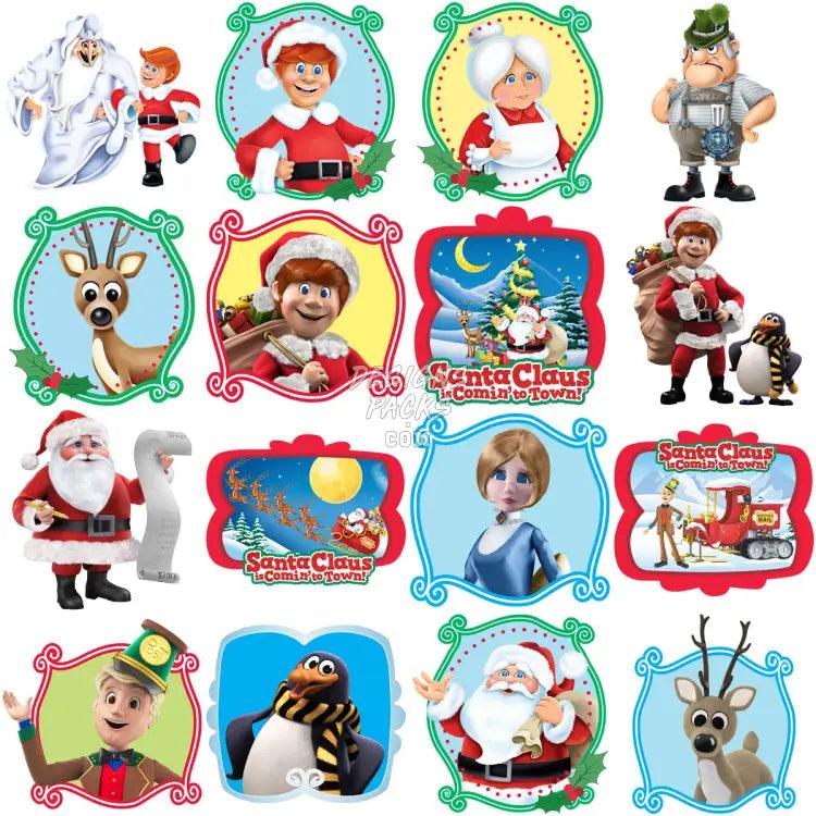 18 Christmas Santa Town Cartoon Designs Bundle Png