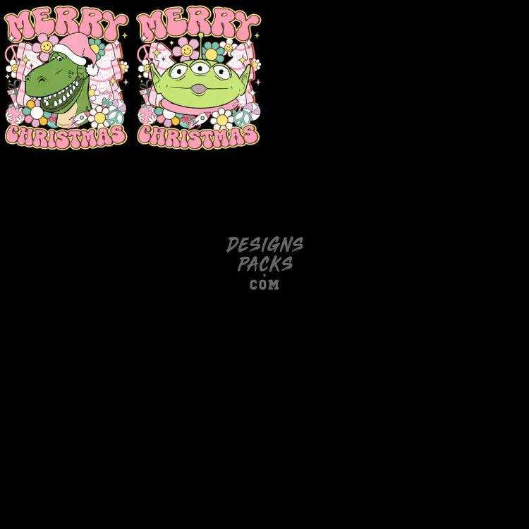 18 Mixed Cartoon Merry Christmas Pink Designs Bundle Png