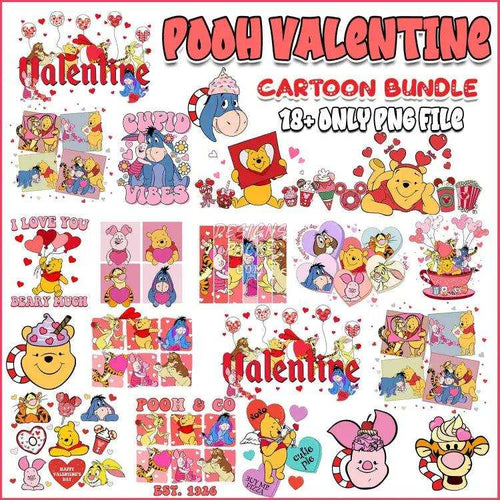 18 Pooh Valentine Day Designs Bundle Png