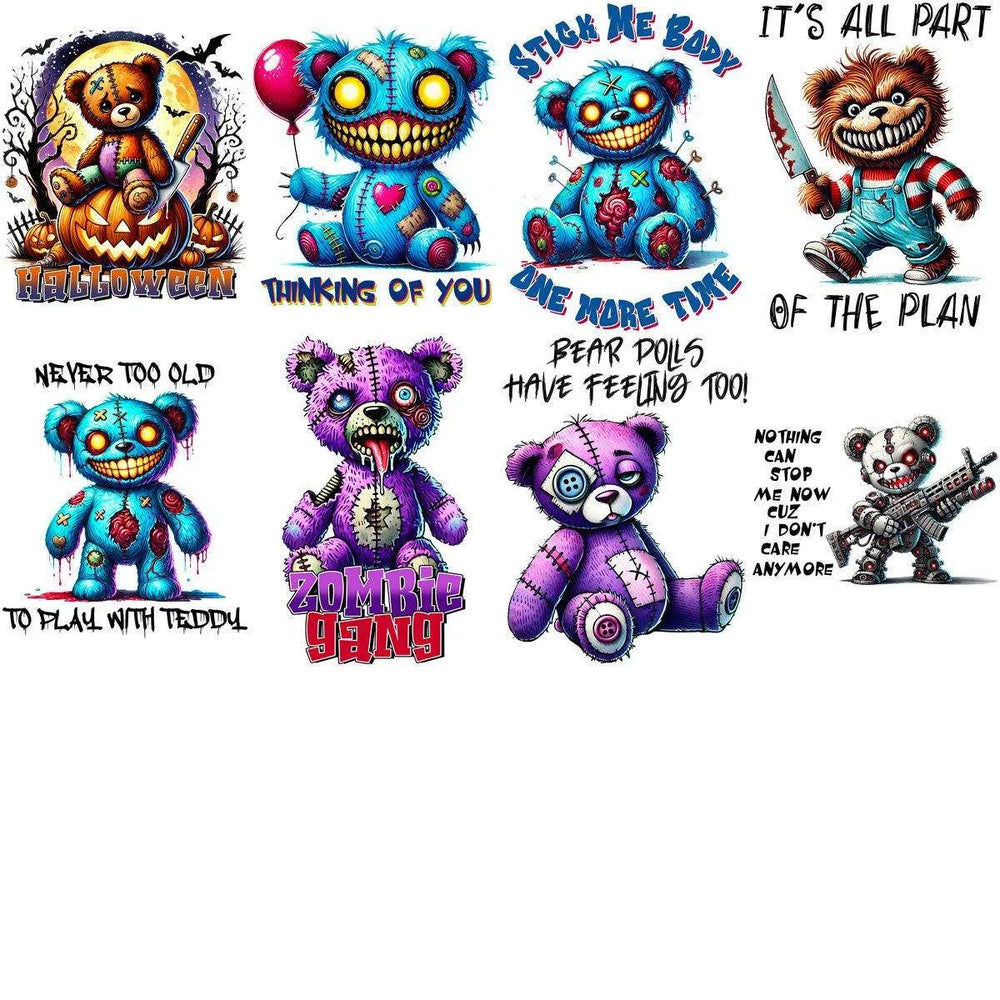 18 Teddy Bear Doll Halloween Designs Bundle PNG