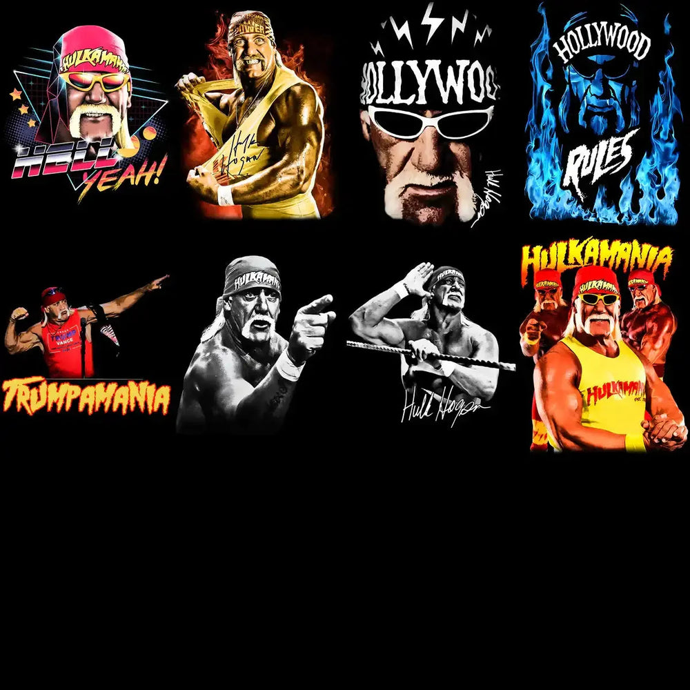 18 Wrestling Star Hulk V2 Halftone Designs Bundle PNG