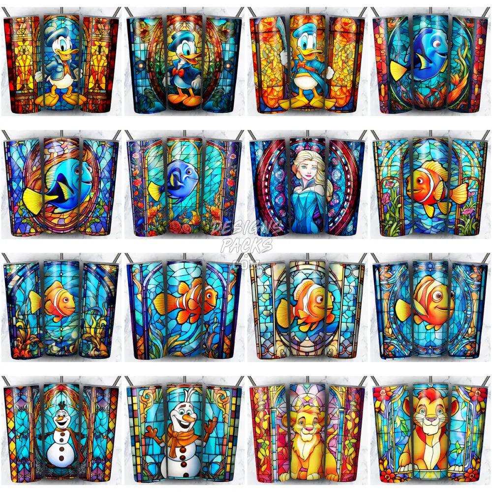180 Cartoon Stained Glass Tumbler Wrap Bundle Jpg