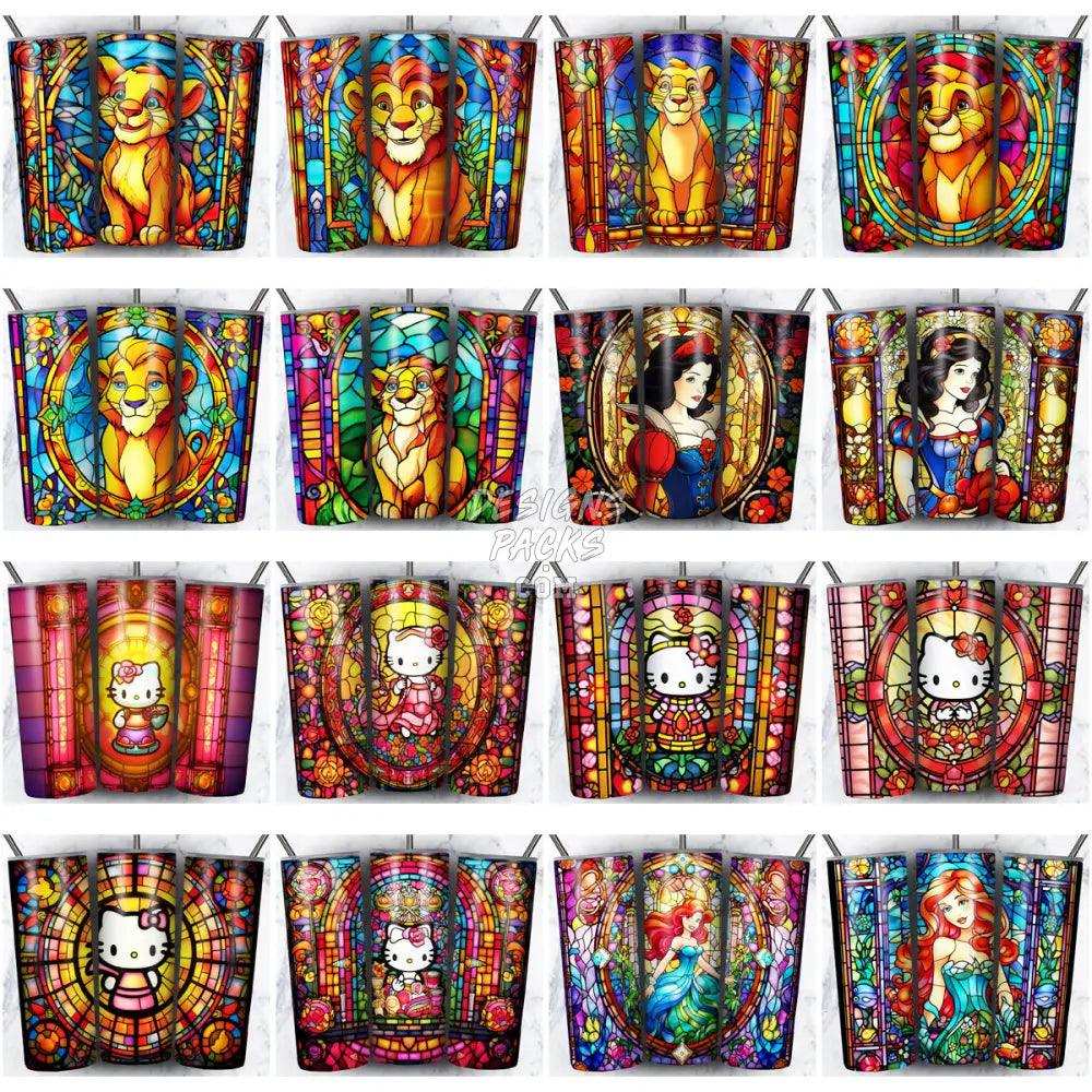180 Cartoon Stained Glass Tumbler Wrap Bundle Jpg