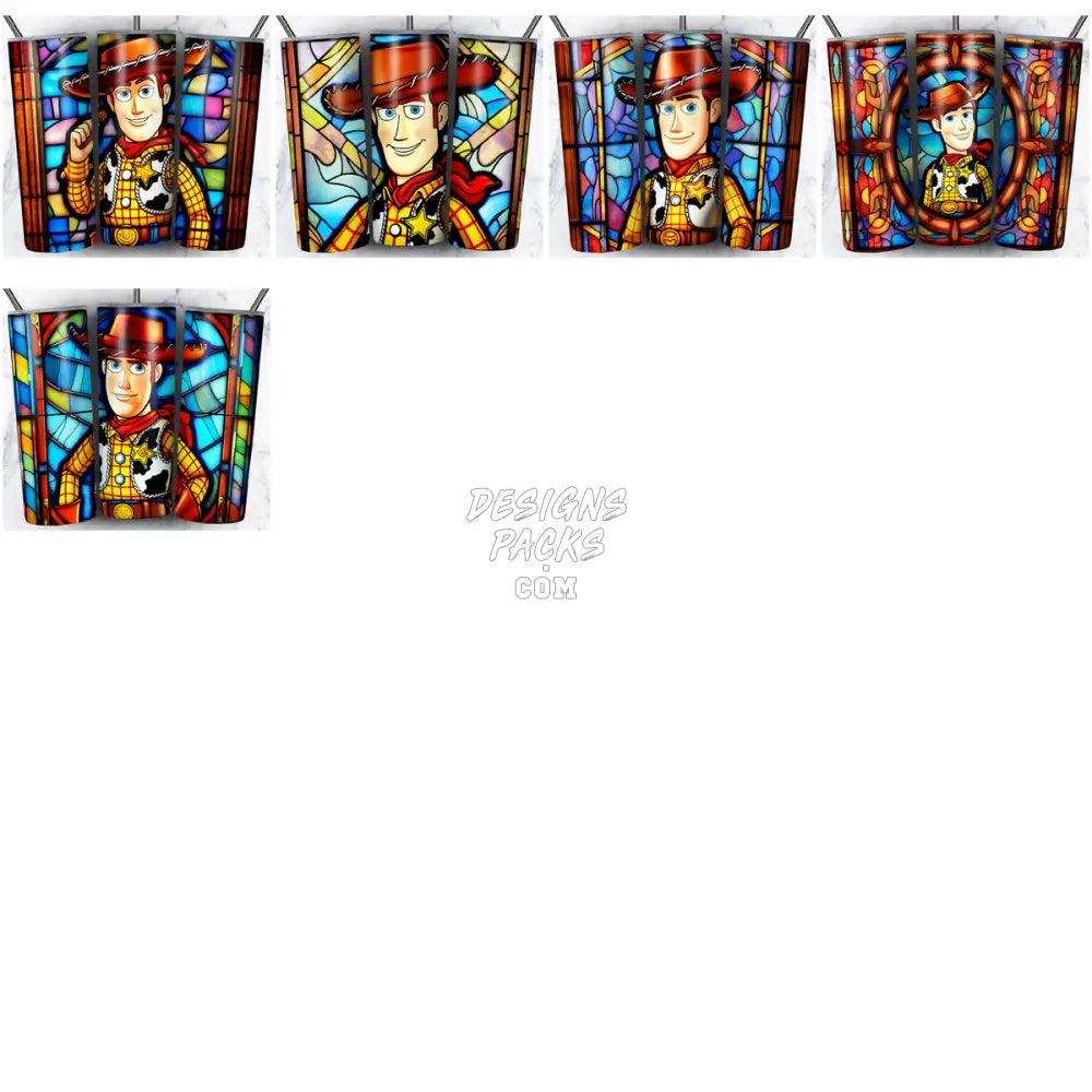 180 Cartoon Stained Glass Tumbler Wrap Bundle Jpg