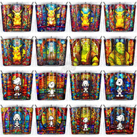 Load image into Gallery viewer, 180 Cartoon Stained Glass Tumbler Wrap Bundle Jpg
