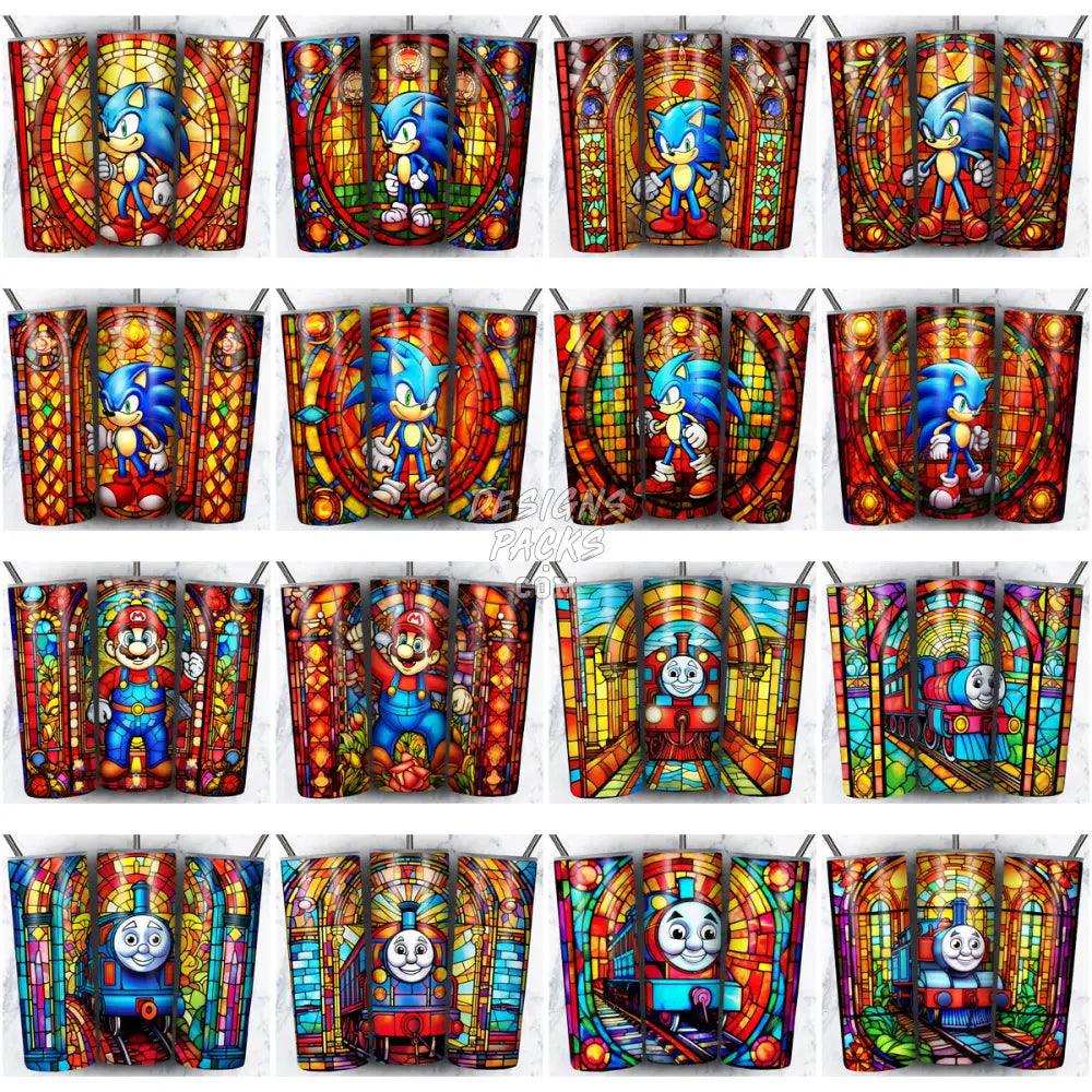 180 Cartoon Stained Glass Tumbler Wrap Bundle Jpg