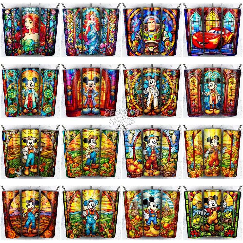 180 Cartoon Stained Glass Tumbler Wrap Bundle Jpg