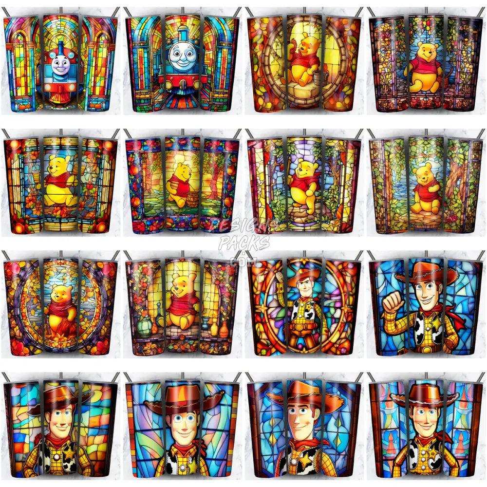 180 Cartoon Stained Glass Tumbler Wrap Bundle Jpg