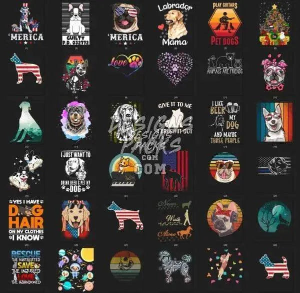 180 Dogs Niche Designs Bundle PNG