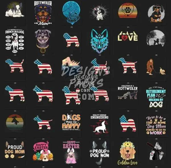 180 Dogs Niche Designs Bundle PNG