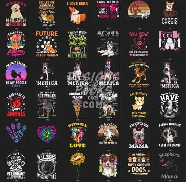 180 Dogs Niche Designs Bundle PNG