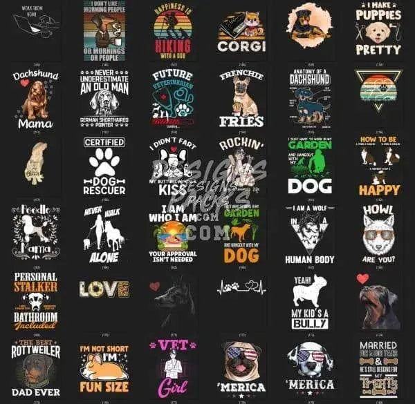 180 Dogs Niche Designs Bundle PNG