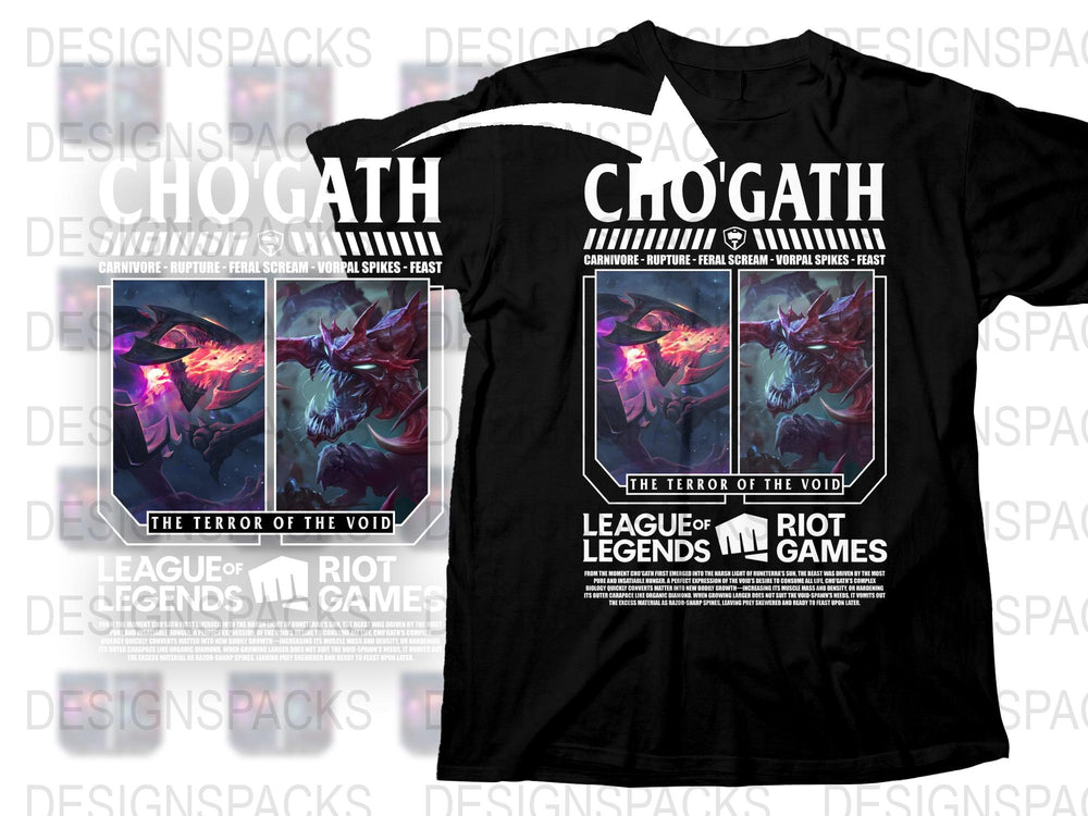 League of Legends Cho'Gath T-Shirt, The Terror of The Void Graphic Tee, Gamer Apparel