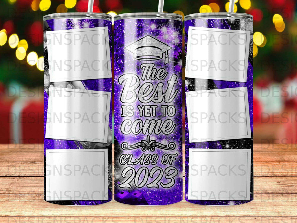 Graduation tumbler with "The Best is Yet to Come" and "Class of 2023".