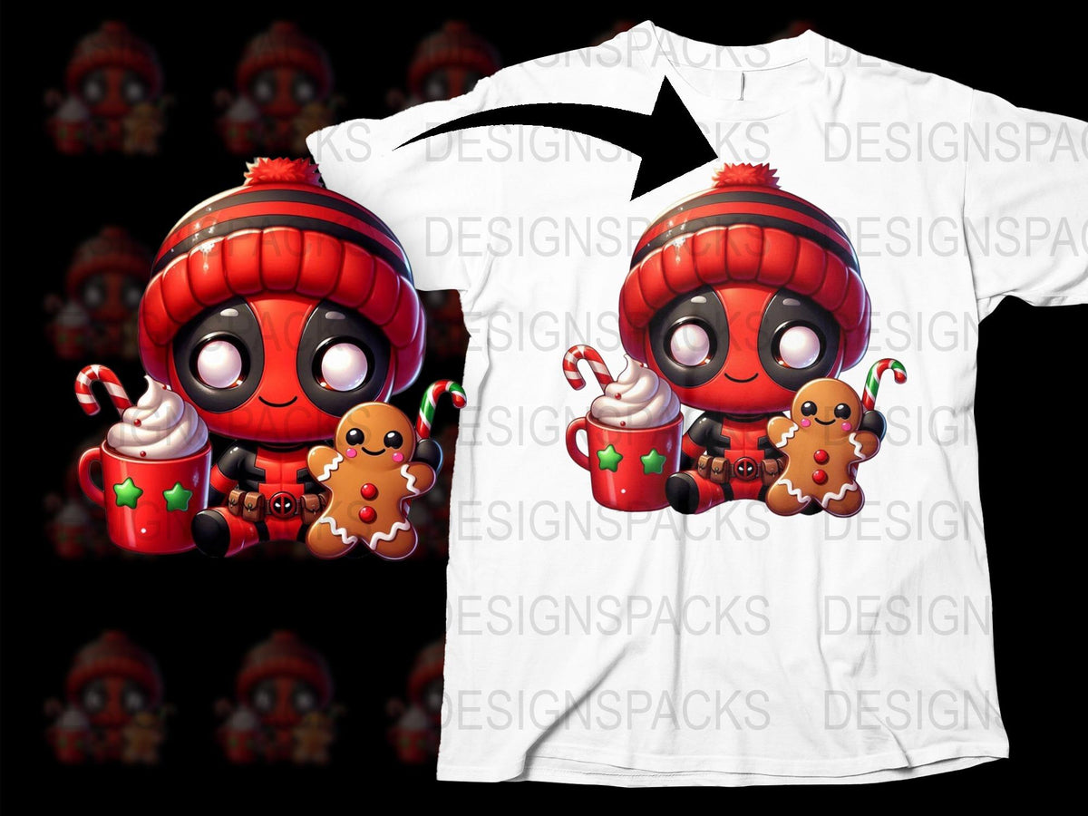 Cute Holiday Robot T-Shirt, Festive Red Christmas Tee, Gingerbread Man, Kids and Adults Sizes Available