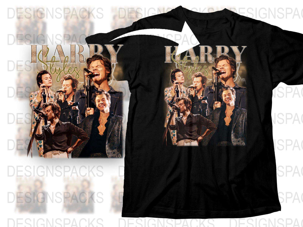 Harry Styles Concert Collage T-Shirt, Fan Art Graphic Tee, Pop Music Lover Gift, Unisex Black Shirt
