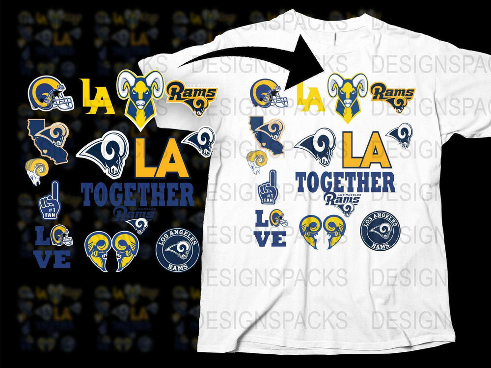 LA Rams T-Shirt, Graphic Tee, Los Angeles Football Team Designs, Fan Apparel