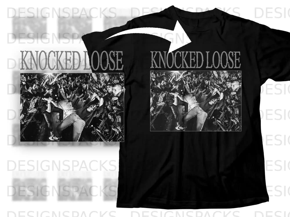 Black t-shirt featuring the "Knocked Loose" logo and band photo.