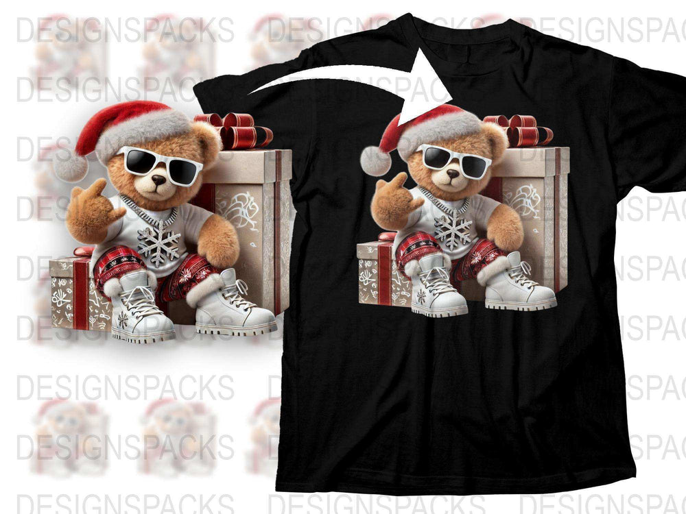 Christmas Teddy Bear T-Shirt, Cute Holiday Graphic Tee, Festive Winter Apparel, Unisex Gift Idea
